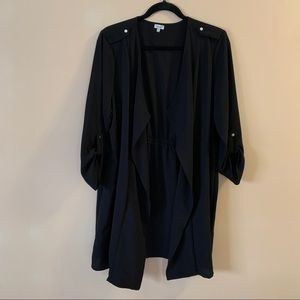 Kismet black lightweight overcoat with gold detail